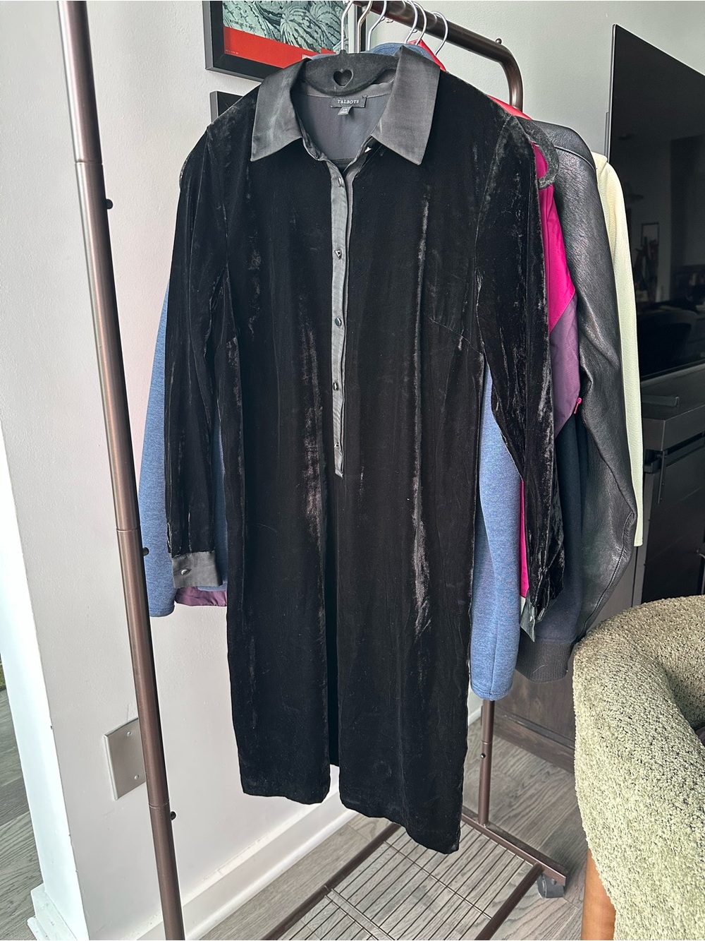 Talbots velvet shirt dress